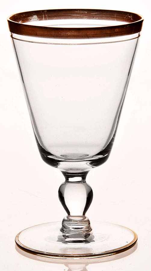 Wedding Band (Gold Trim) Wine Glass by Glastonbury - Lotus-1