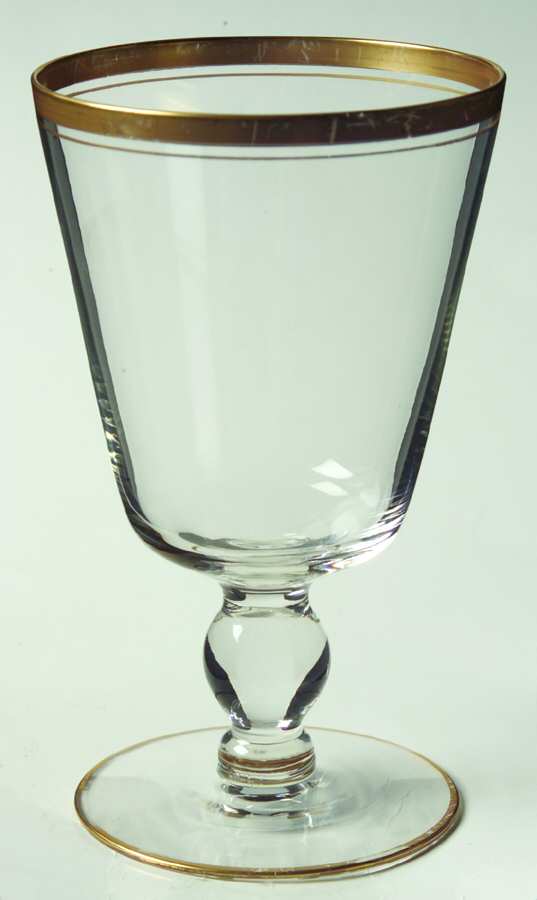 Wedding Band (Gold Trim) Water Goblet by Glastonbury - Lotus-1