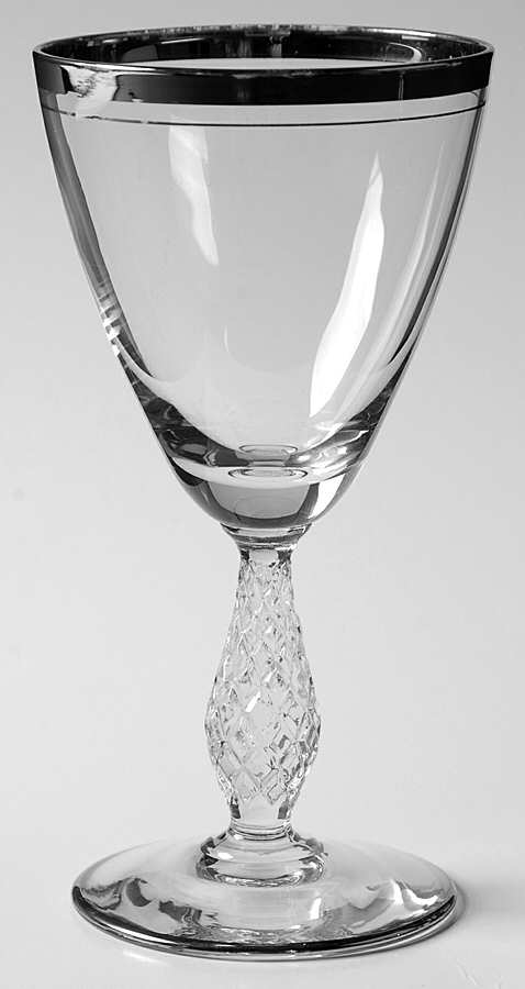 Wedding Band (Platinum Trim) Wine Glass by Glastonbury - Lotus-1