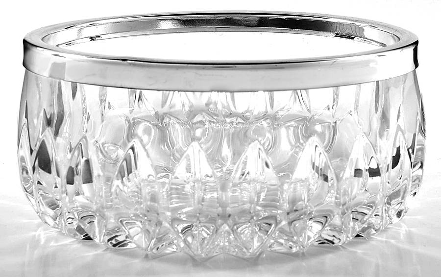 Althea (Cut) 5" Round Bowl with Silverplate Rim by Gorham Crystal-1