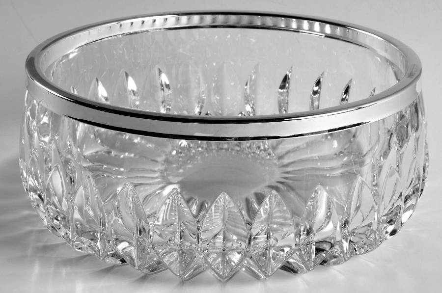 Althea (Cut) 7" Round Bowl with Silverplate Rim by Gorham Crystal-1