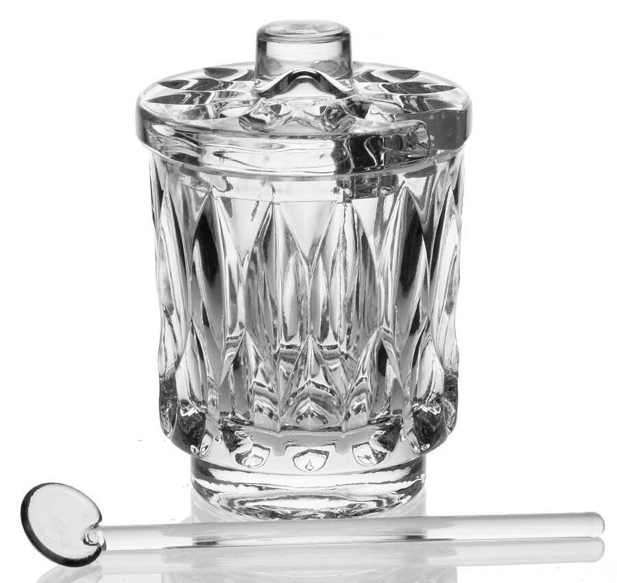 Althea (Cut) Mustard & Lid with Spoon by Gorham Crystal-1