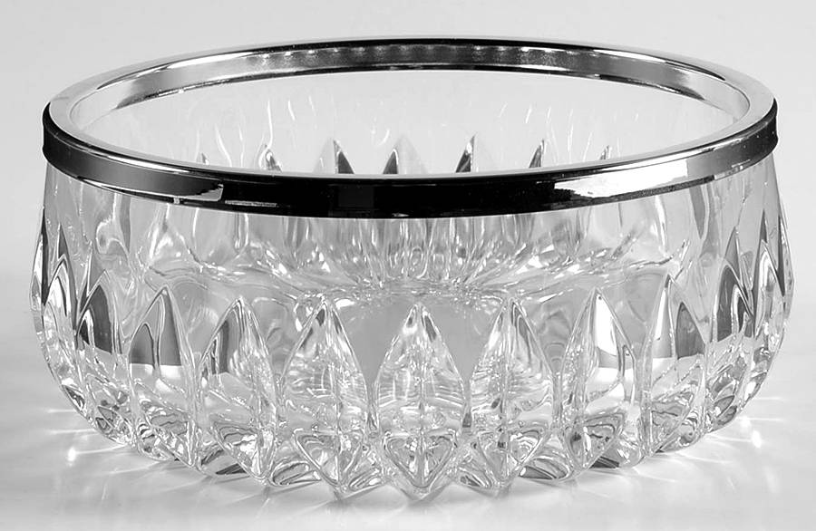 Althea (Cut) 6" Round Bowl with Silverplate Rim by Gorham Crystal-1