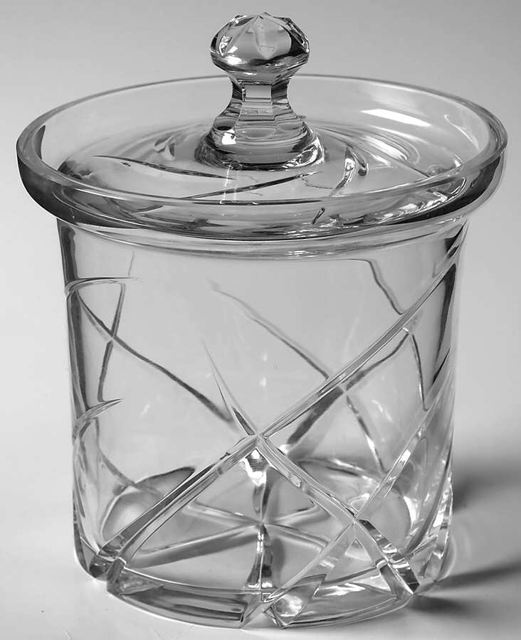 Carrington Biscuit Barrel & Lid by Gorham Crystal-1