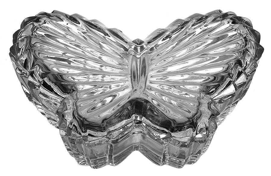 Cherrywood Clear Medium Butterfly Box with Lid by Gorham Crystal-1