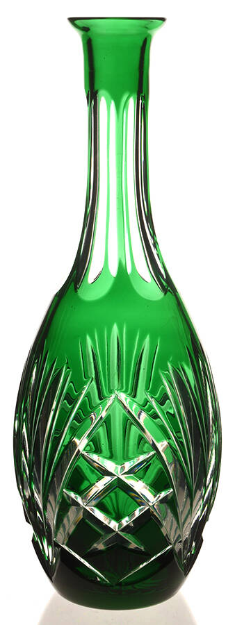 Cherrywood Clear Emerald Green Decanter No Stopper by Gorham Crystal-1
