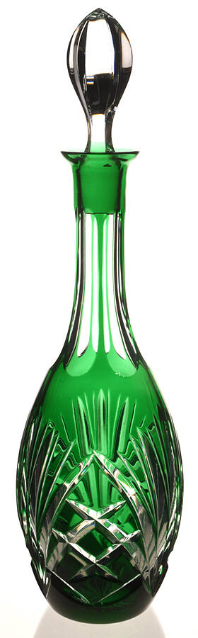 Cherrywood Clear Emerald Green Decanter & Stopper by Gorham Crystal-1