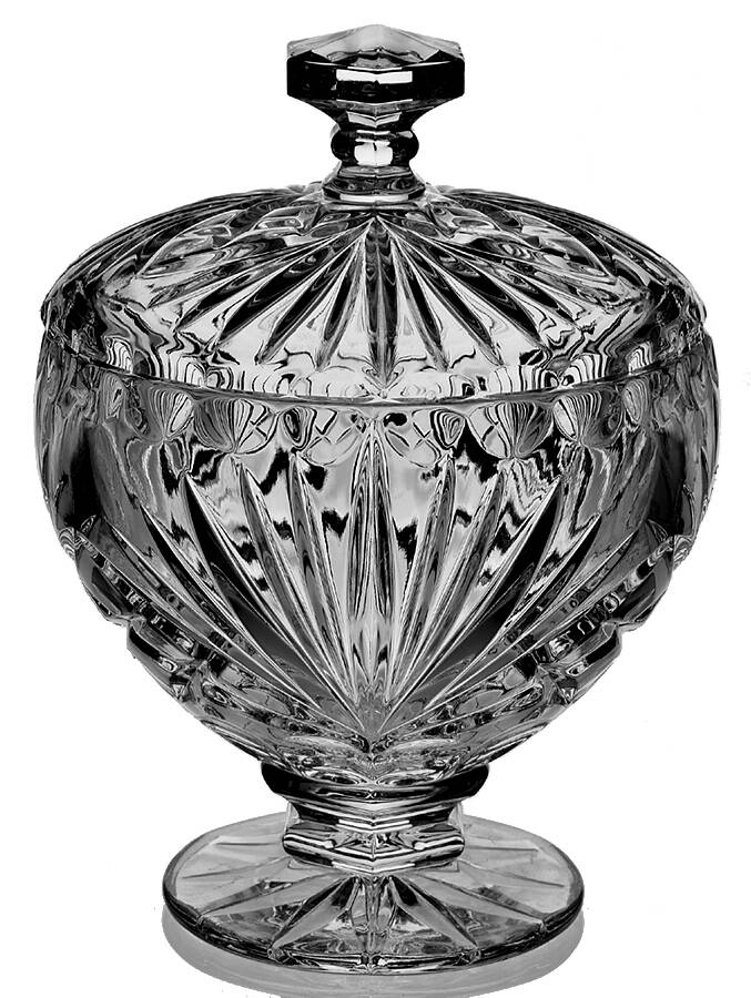 Cherrywood Clear Pedestal Bowl with Lid by Gorham Crystal-1