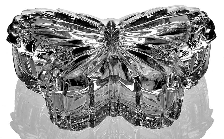 Cherrywood Clear Small Butterfly Box with Lid by Gorham Crystal-1
