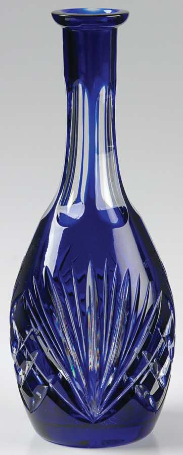 Cherrywood Clear Cobalt Blue Decanter No Stopper by Gorham Crystal-1