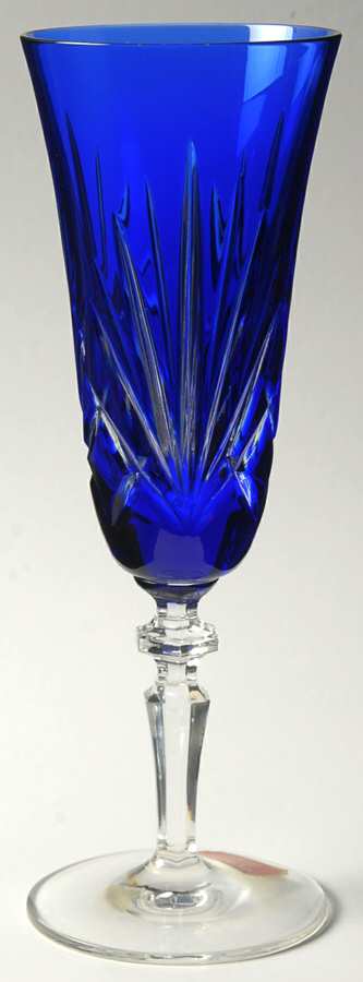 Cherrywood Clear Cobalt Blue Fluted Champagne by Gorham Crystal-1