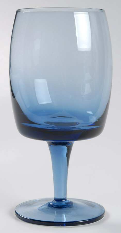 Images Medium Blue Water Goblet by Gorham Crystal-1