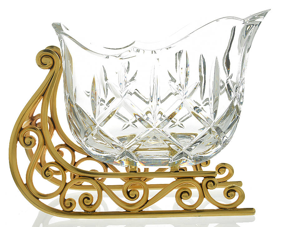King Edward Large Sleigh Bowl with Metal Base by Gorham Crystal-1
