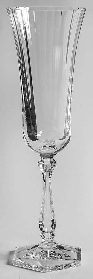 Perspective Clear (Optic, Hex-Base) Fluted Champagne by Gorham Crystal-1