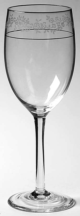 Rondelle (Etched Bowl, Platinum Trim) Wine Glass by Gorham Crystal-1