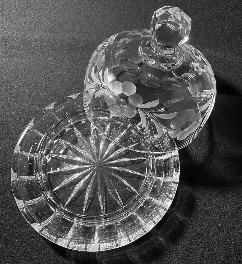 Spring Meadows Round Covered Butter by Gorham Crystal-1