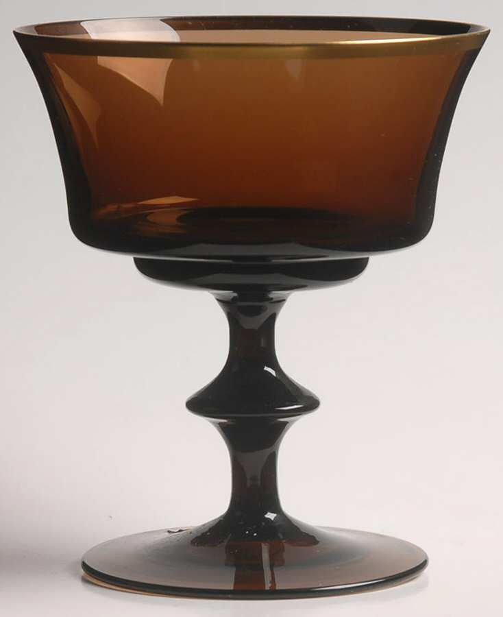 Valencia Brown Champagne/Tall Sherbet by Gorham Crystal-1
