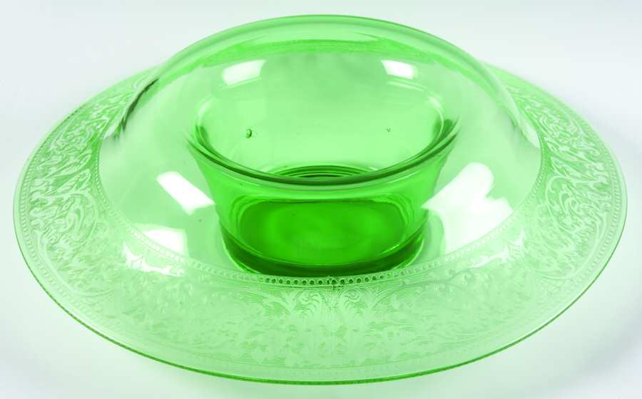 Decoration 889 Green (Gold Trim) 13" Rolled Edge Bowl by Glastonbury - Lotus-1