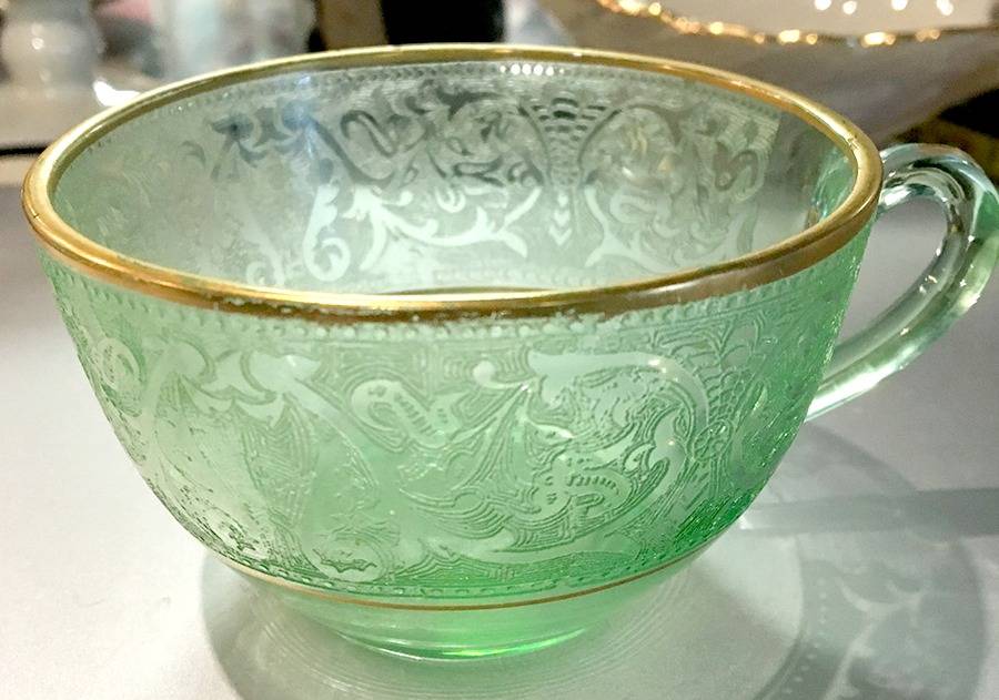 Decoration 889 Green (Gold Trim) Cup Only by Glastonbury - Lotus-1