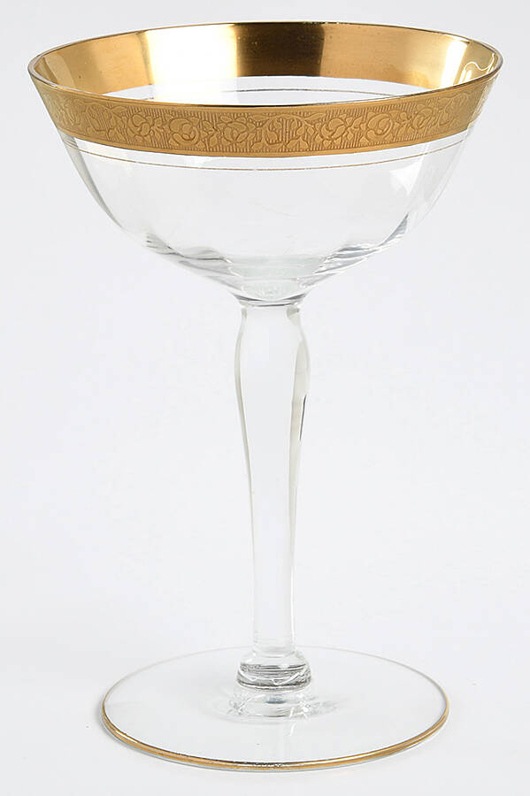 Rambler Rose 35 Gold (Optic) Champagne/Tall Sherbet by Glastonbury - Lotus-1