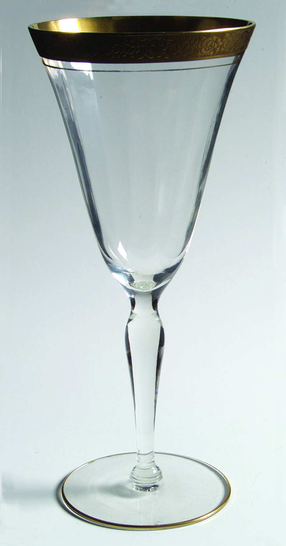 Rambler Rose 35 Gold (Optic) Water Goblet by Glastonbury - Lotus-1