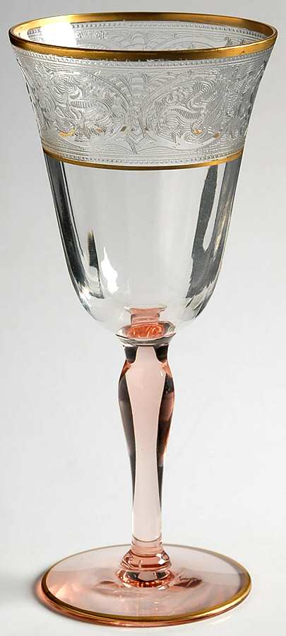 Decoration 889 Rose (Gold Trim) Water Goblet by Glastonbury - Lotus-1