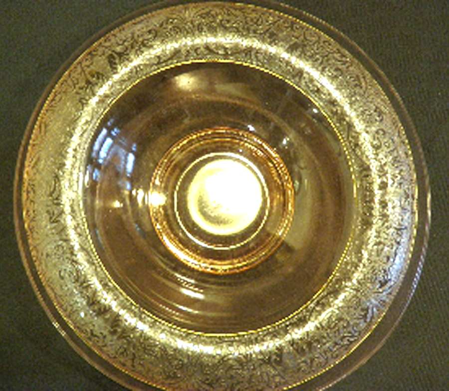 Decoration 889 Rose (Gold Trim) 11" Rolled Edge Bowl by Glastonbury - Lotus-1