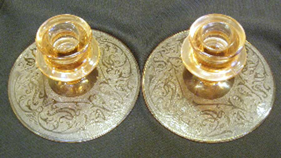 Decoration 889 Rose (Gold Trim) Single Light Candlestick by Glastonbury - Lotus-1