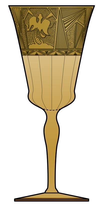 La Furiste Amber (Gold-Encrusted) Water Goblet by Glastonbury - Lotus-1