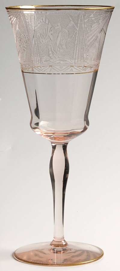 La Furiste Rose (Gold Trim) Water Goblet by Glastonbury - Lotus-1
