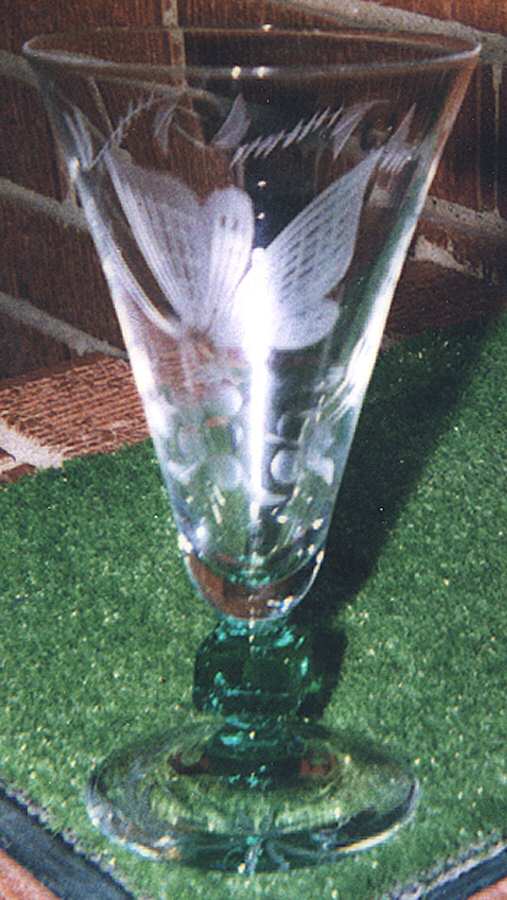 BUTTERFLY (Stem 934, Green Stem) Water Goblet by Glastonbury - Lotus-1