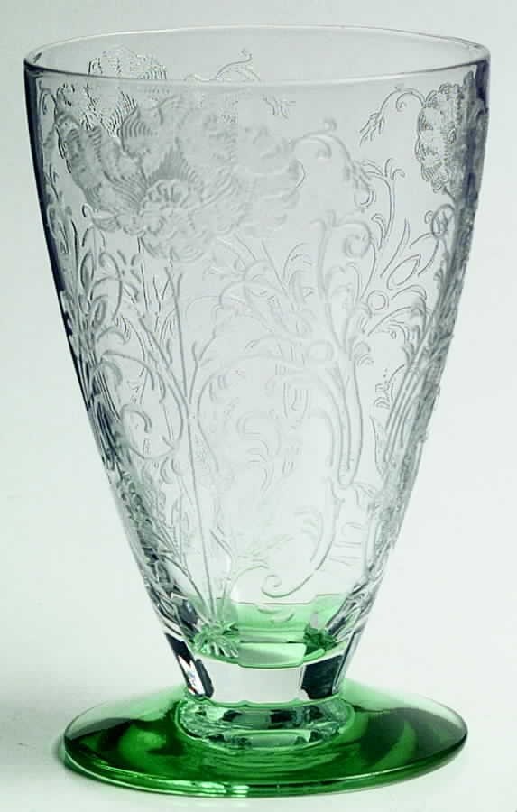 Flanders (Stem 27, Green Stem) Footed Tumbler by Glastonbury - Lotus-1