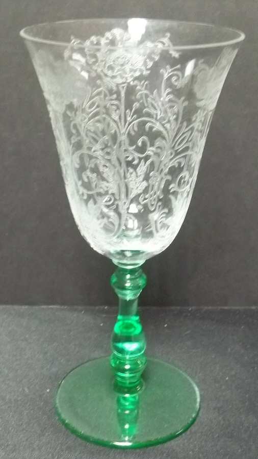 Flanders (Stem 27, Green Stem) Water Goblet by Glastonbury - Lotus-1