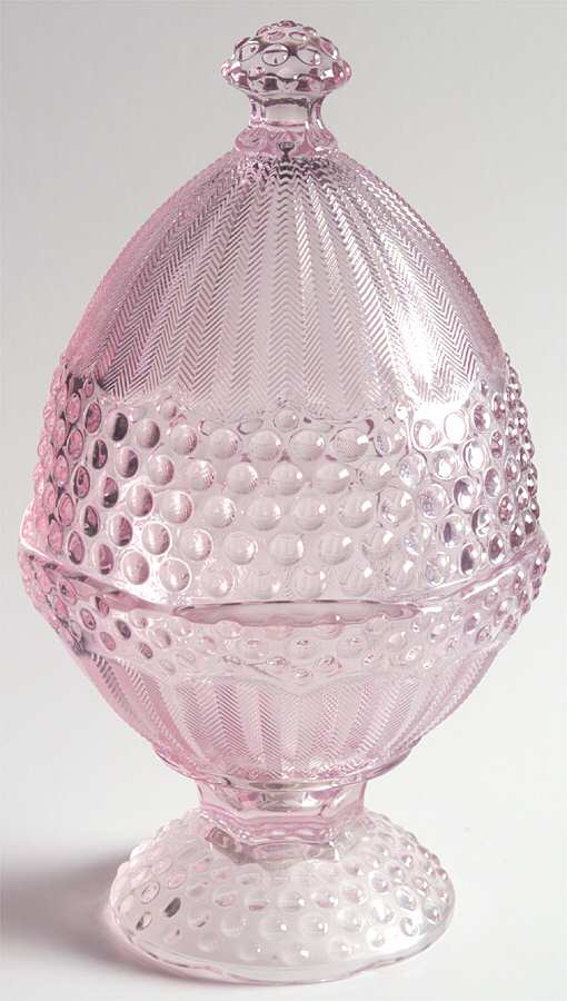 Emily's Attic Pink Egg Shape Candy Dish & Lid by Gorham Crystal-1