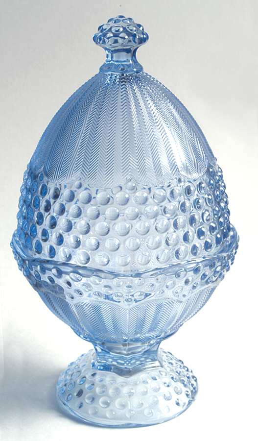 Emily's Attic Blue Egg Shape Candy Dish & Lid by Gorham Crystal-1