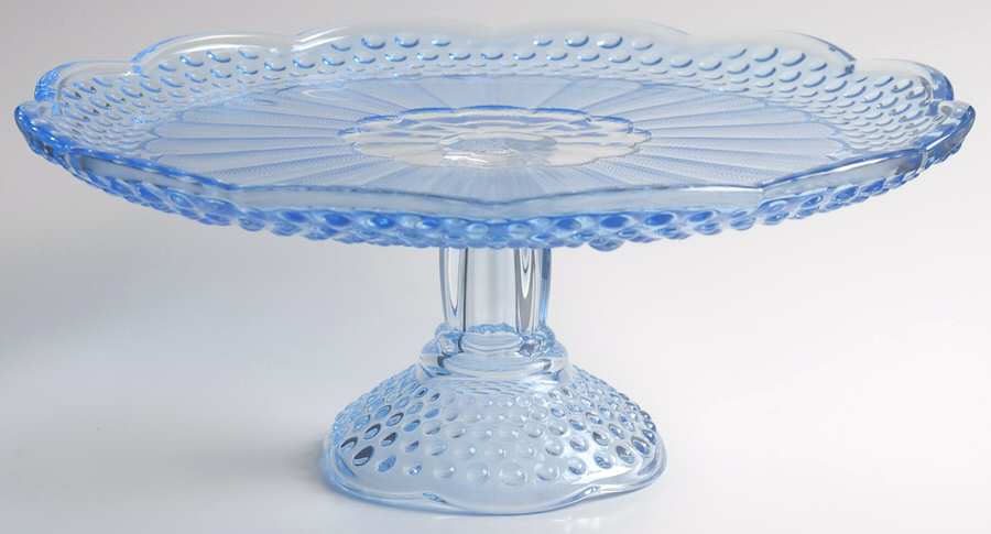 Emily's Attic Blue 11" Diameter Pedestal Cake Stand by Gorham Crystal-1