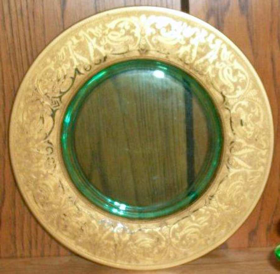 Decoration 889 Green (Gold Encrusted) Salad Plate by Glastonbury - Lotus-1