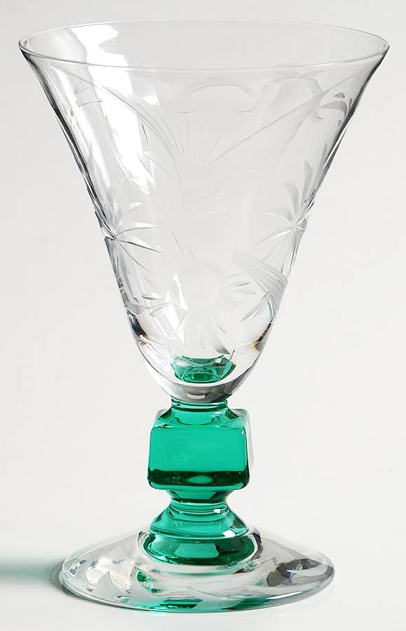Bird of Paradise (Stem 934, Green Stem) Wine Glass by Glastonbury - Lotus-1