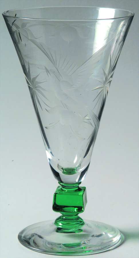 Bird of Paradise (Stem 934, Green Stem) Water Goblet by Glastonbury - Lotus-1