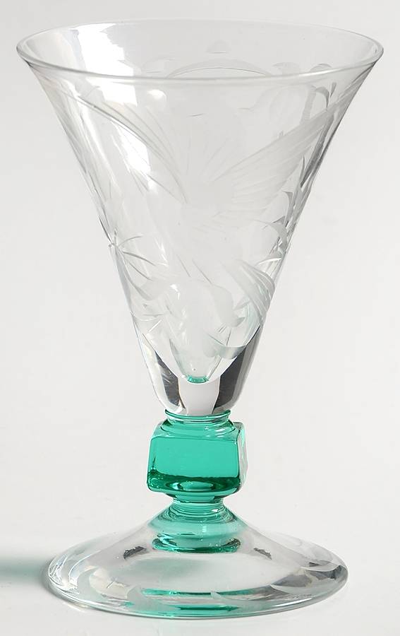 Bird of Paradise (Stem 934, Green Stem) Sherry Glass by Glastonbury - Lotus-1