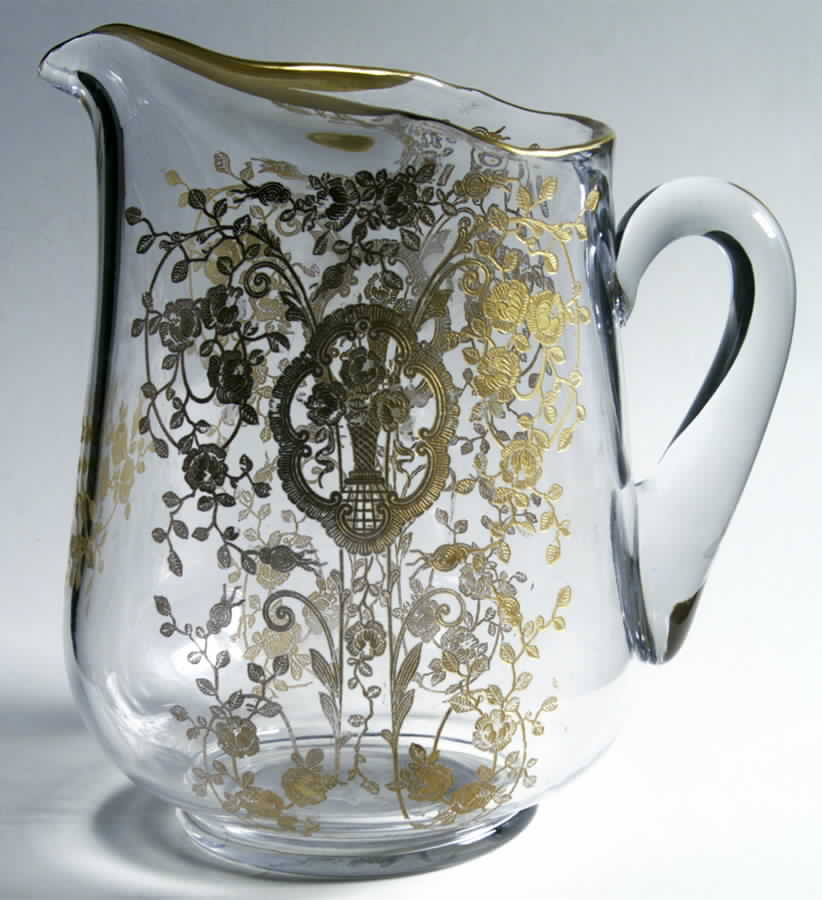 Bridal Bouquet (Gold Encrusted, Stem 35) 73 Oz Pitcher by Glastonbury - Lotus-1
