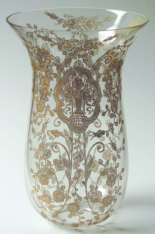 Bridal Bouquet (Gold Encrusted, Stem 35) Hurricane Lamp, Globe Only by Glastonbury - Lotus-1