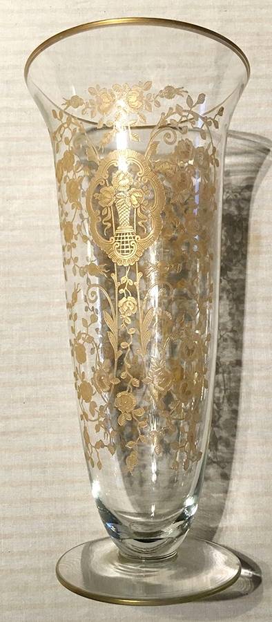 Bridal Bouquet (Gold Encrusted, Stem 35) 10" Flower Vase by Glastonbury - Lotus-1