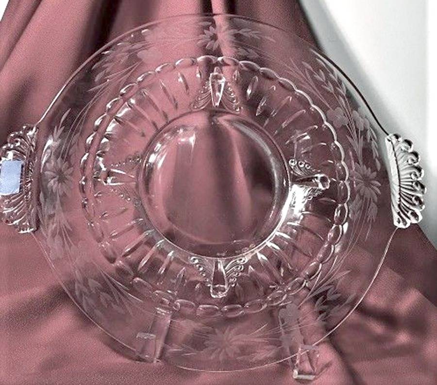2011-15 Handled Cake Plate by Glastonbury - Lotus-1