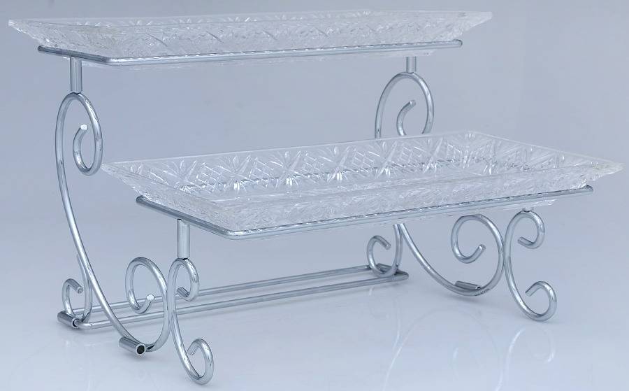 Dublin 2 Step Metal Buffet Stand w/(2)Buffet Trays by Godinger-1