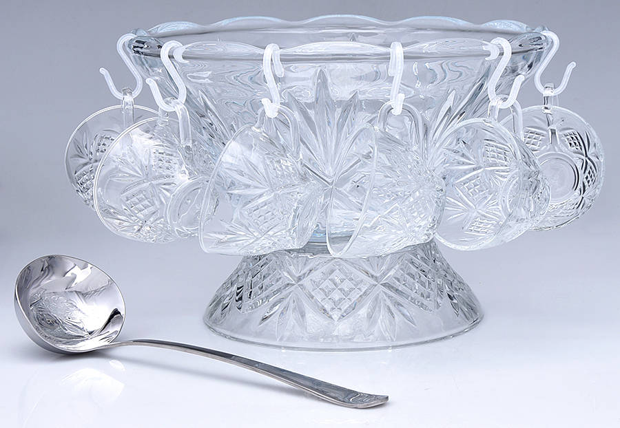 Dublin (9 Pc) Punch Bowl Set (PUNM1,PUNST1,6 PCUM1,LADPMT by Godinger-1