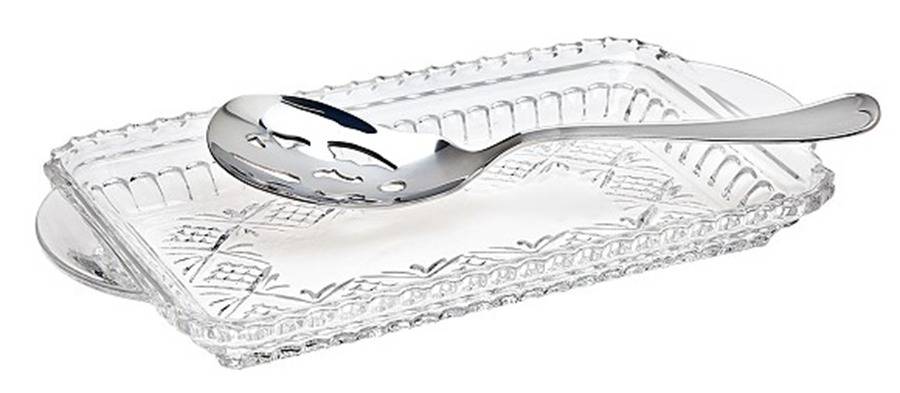Dublin Cranberry Set (Tray & Spoon/Server) by Godinger-1