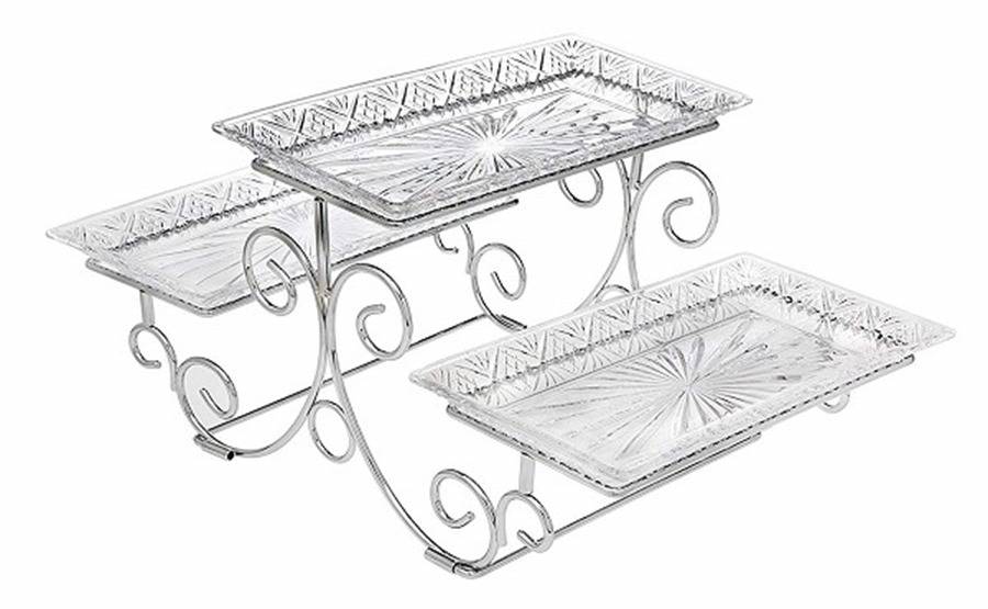 Dublin 3 Step Metal Buffet Stand w/(3)Buffet Trays by Godinger-1