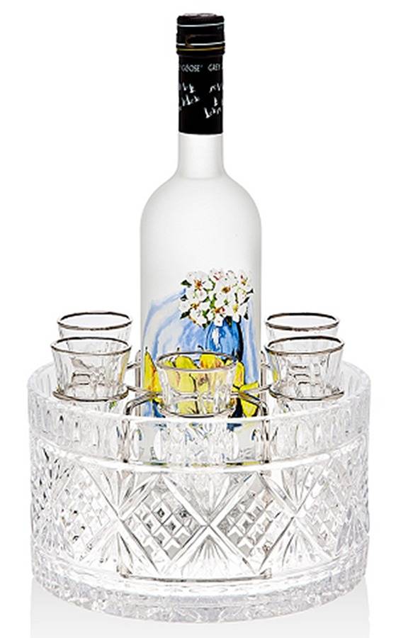 Dublin (8Pc) Vodka Chiller Set(6 Vodka,Chiller&Metal Hldr by Godinger-1