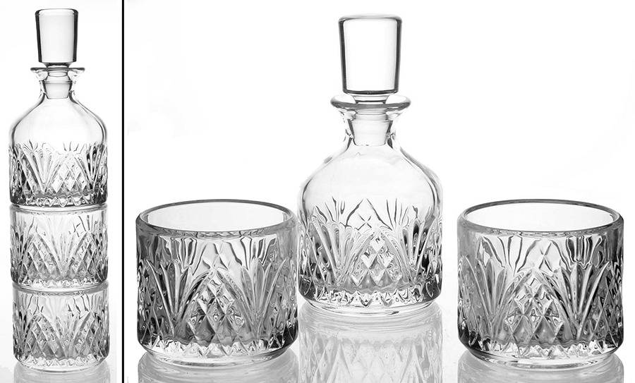 Dublin Stacking Decanter & (2) Tumbler Set by Godinger-1